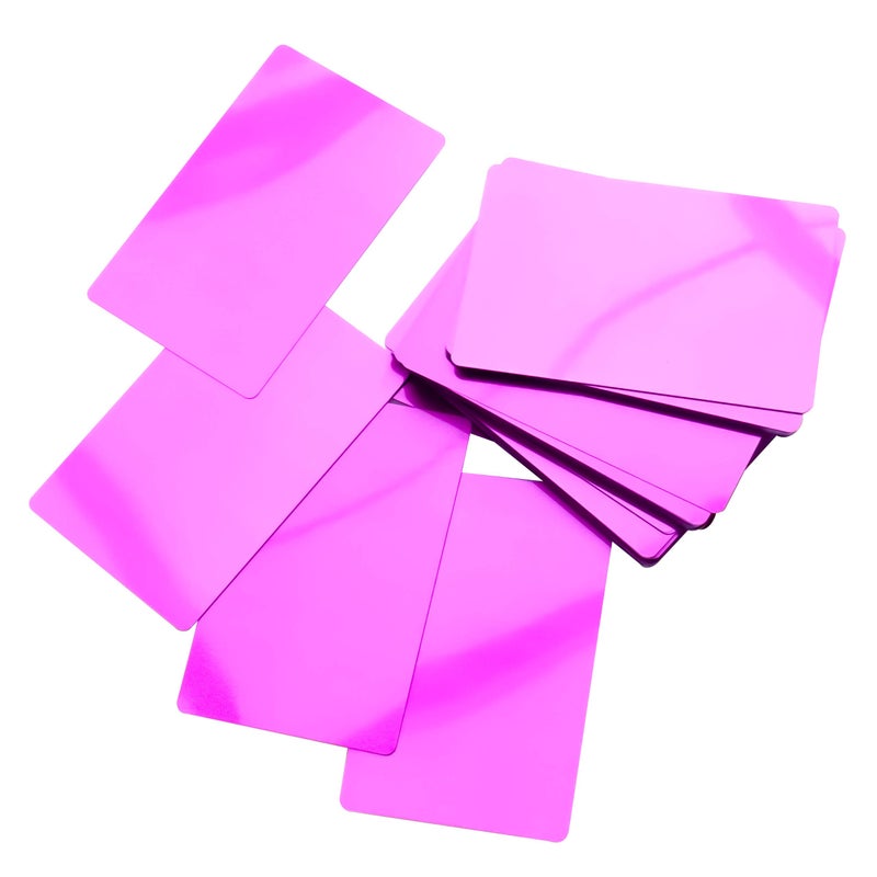 RXBC2011 بطاقات عمل معدنية فارغة RXBC2011 نقش بالليزر ألومنيوم بنفسجي عبوة من 100 - Image 3